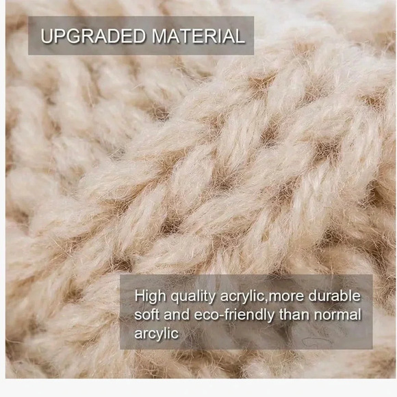 NWOT Alepo Womens High Messy Bun Beanie Hat with Ponytail Hole beige - Picture 4 of 5